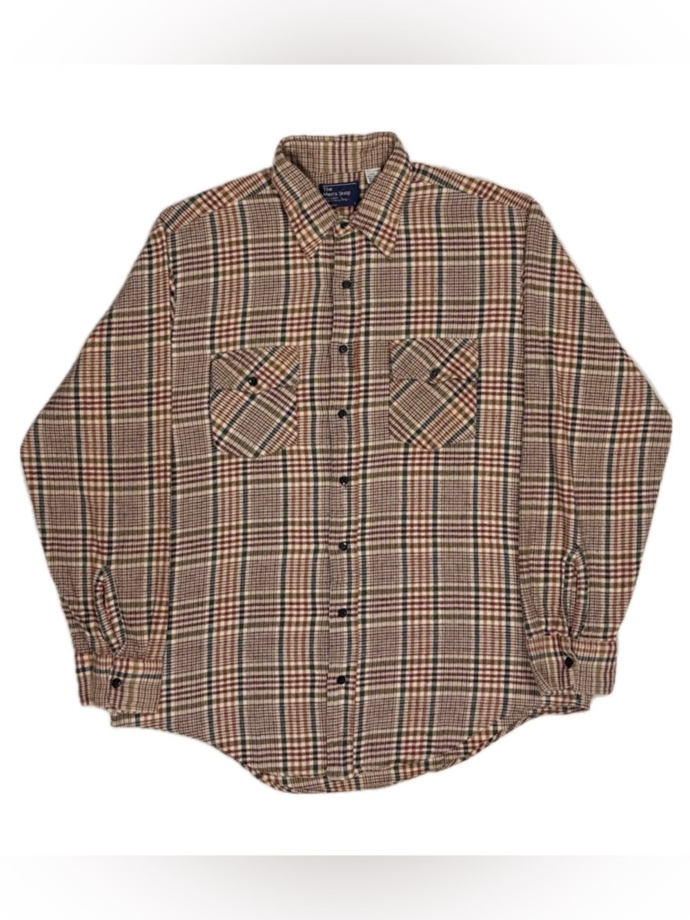 Vintage JC Penney 100% cotton orange multi plaid twill flannel‎ shirt mens large